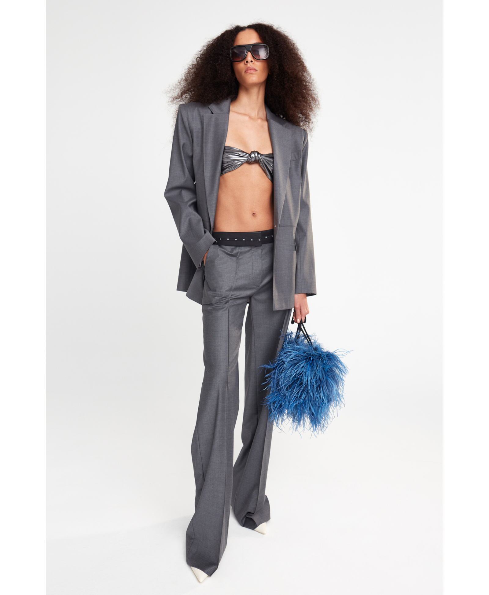 LANA - LOW WAIST WOOL TROUSERS in Grey made by ILA