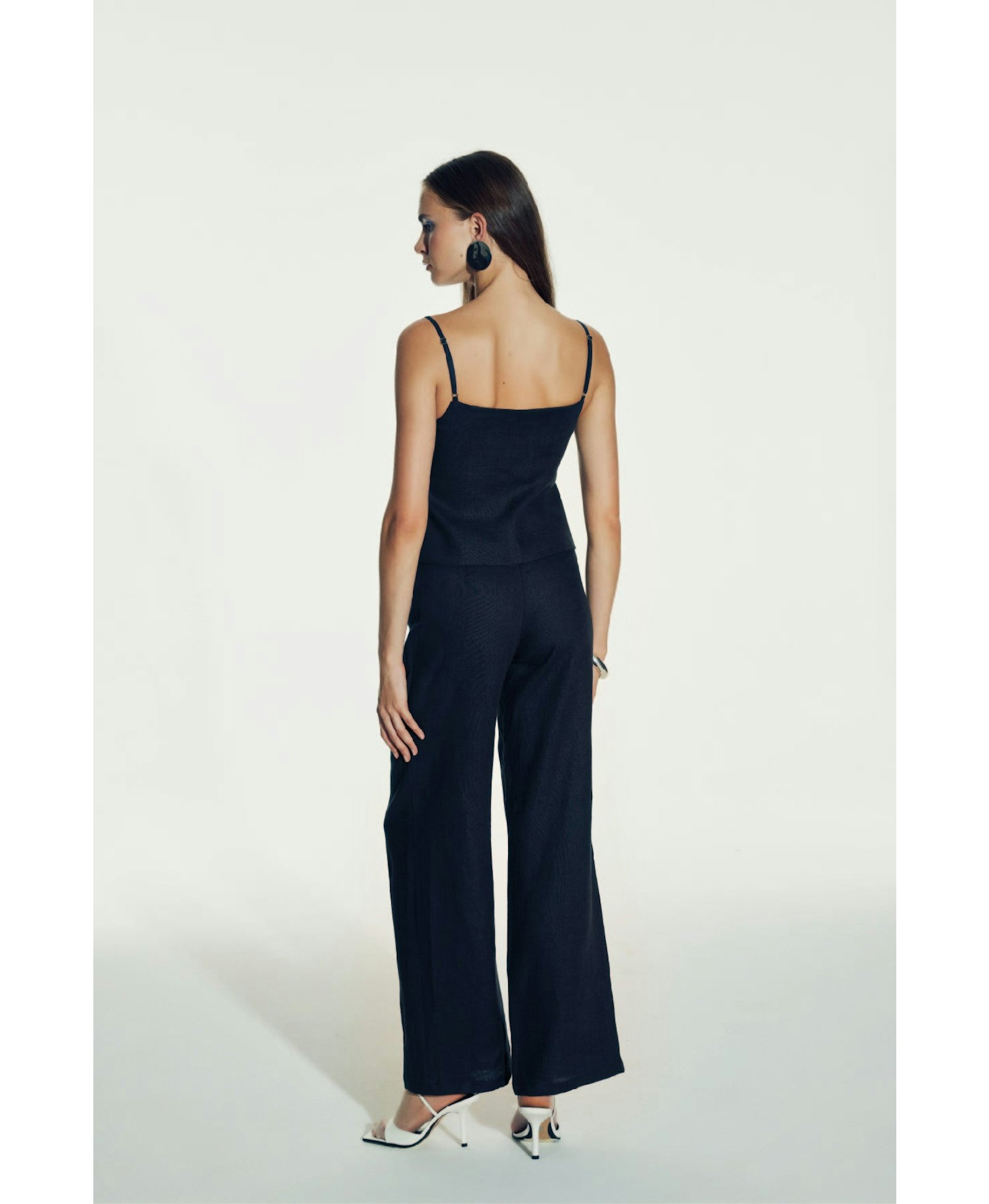 Millie Linen Trousers in Dark Navy made by Nazli Ceren