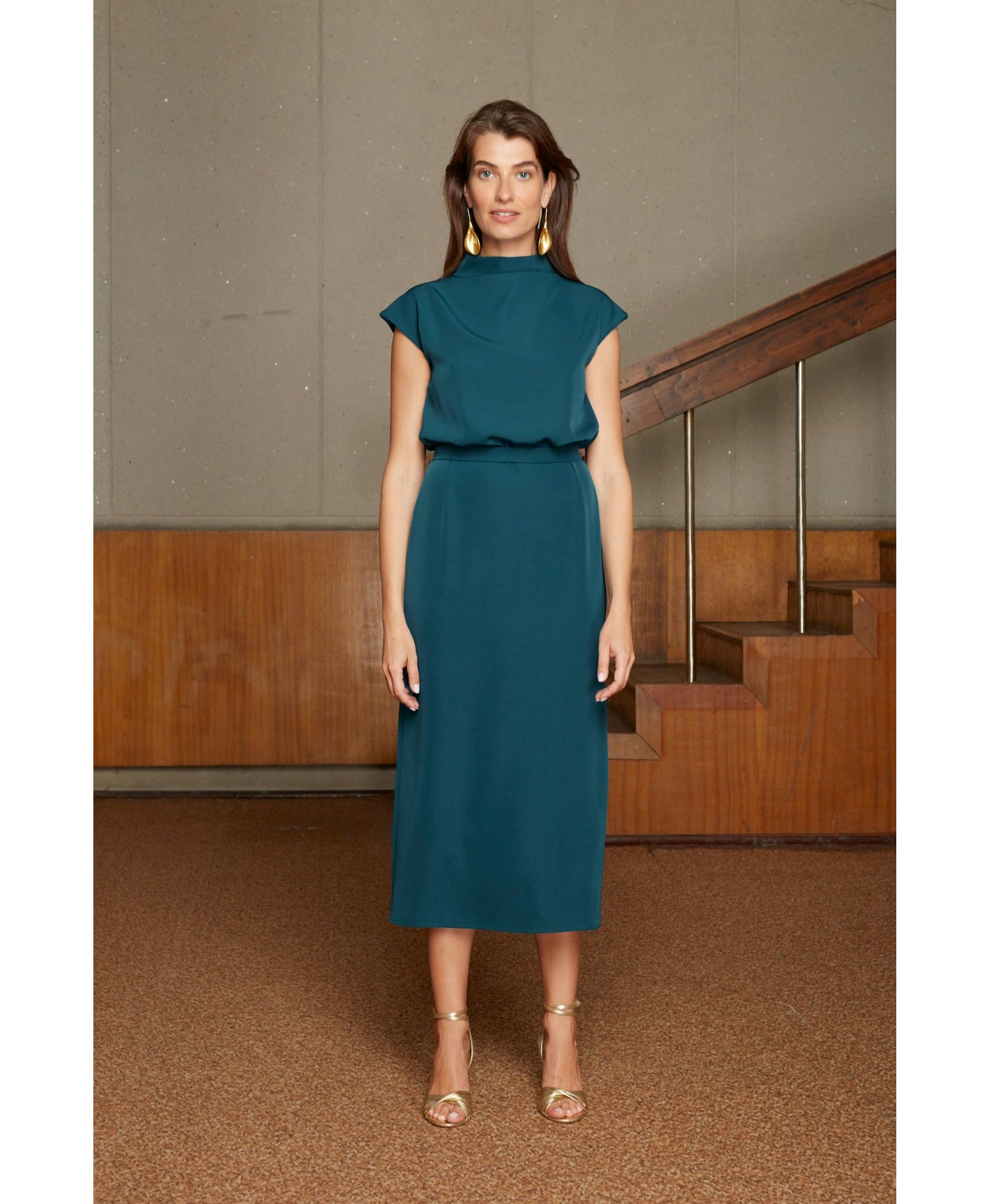 TESSA blue kimono sleeves midi dress made by UNDRESS