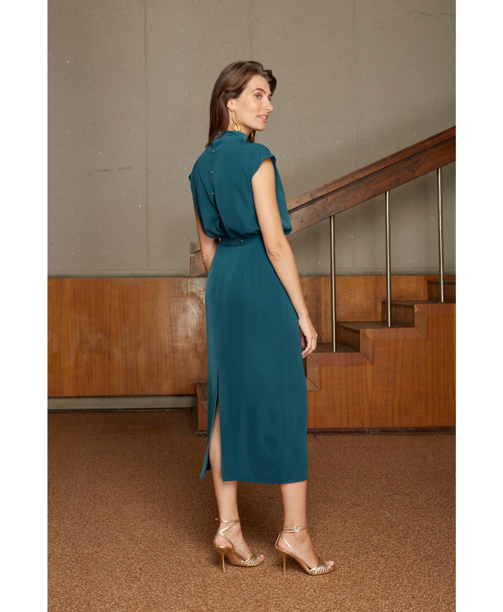 TESSA blue kimono sleeves midi dress made by UNDRESS