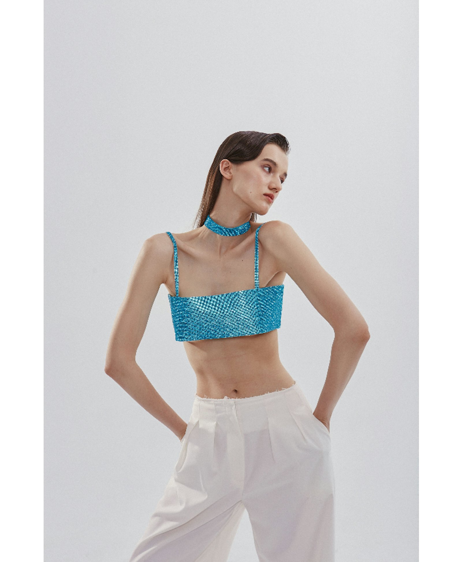 Charlotte Choker Aquamarine Blue made by NUÉ