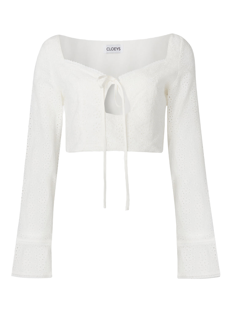 Cloeys Broderie Anglaise Top In White