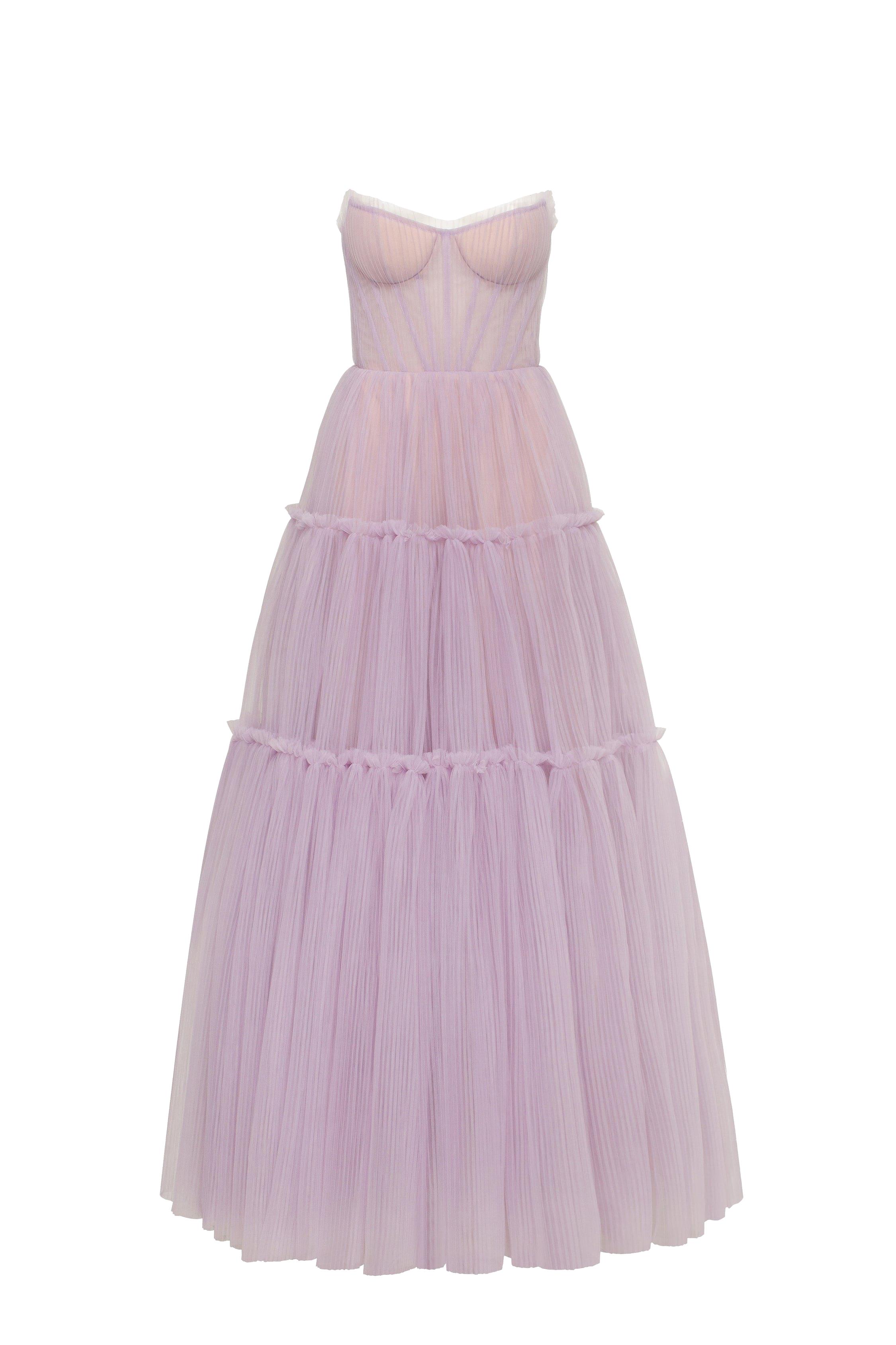 Shop Milla Lavender Tulle Maxi Dress With Ruffled Skirt, Garden Of Eden In Purple