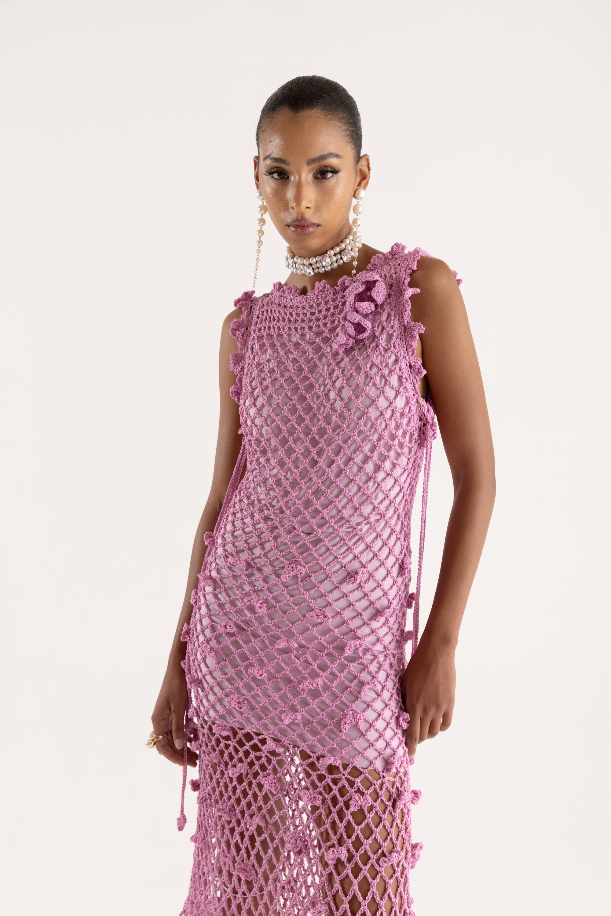 Shop Andreeva Sofia Handmade Knit Dress In Pink