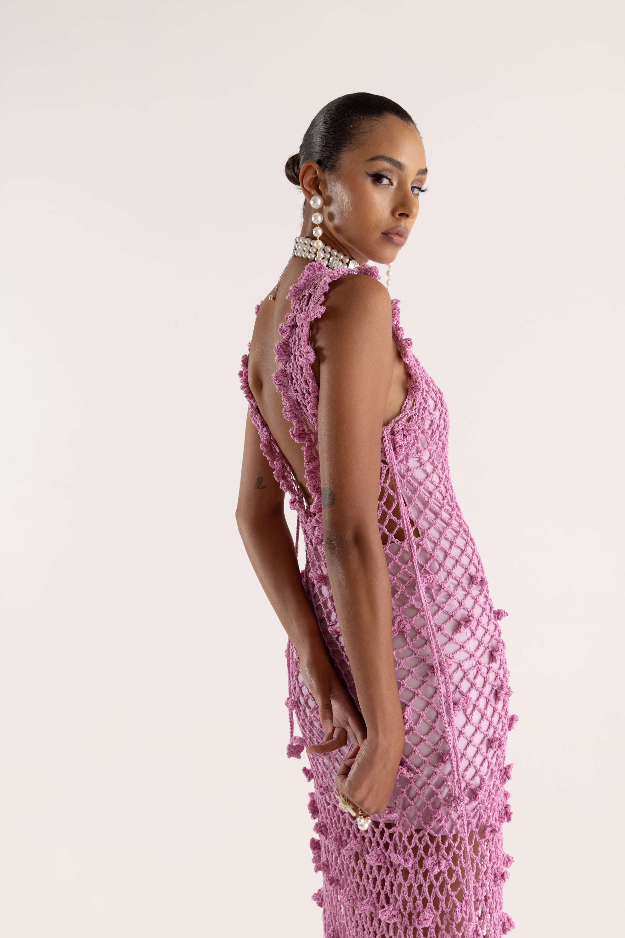 Shop Andreeva Sofia Handmade Knit Dress In Pink