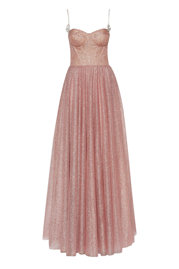 Millà Sparkly Strap Evening Maxi Dress In Pink