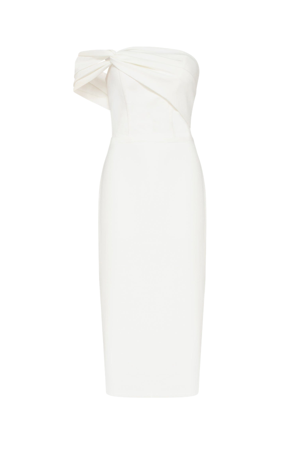 Millà Ivory Classy Midi Dress With Open Neckline In White
