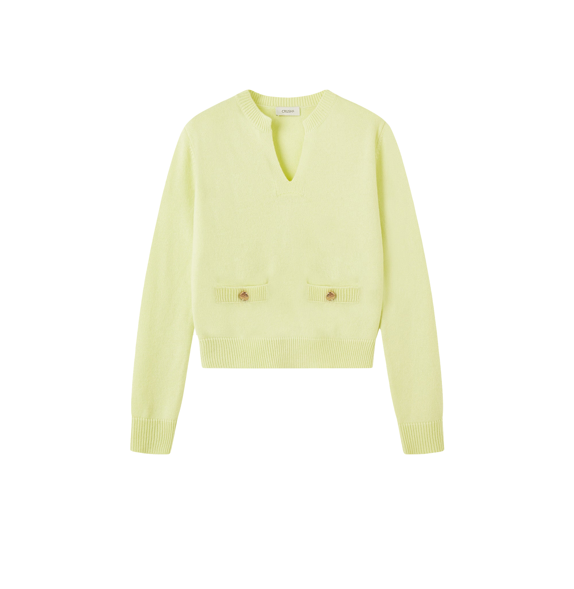 Crush Collection Cashmere Placket Sweater In Yellow