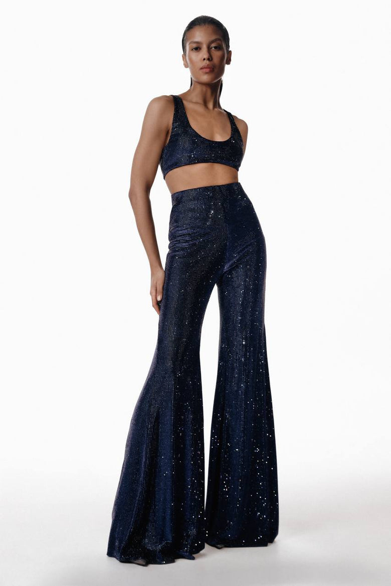 Shop Santa Brands Velvet Flared Pants In Blue