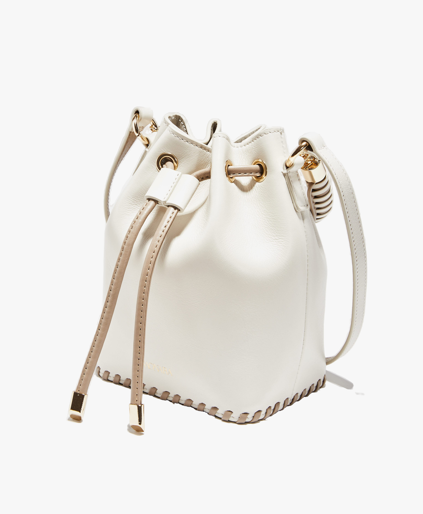 SAONARA MINI BUCKET IVORY LEATHER made by Saonara
