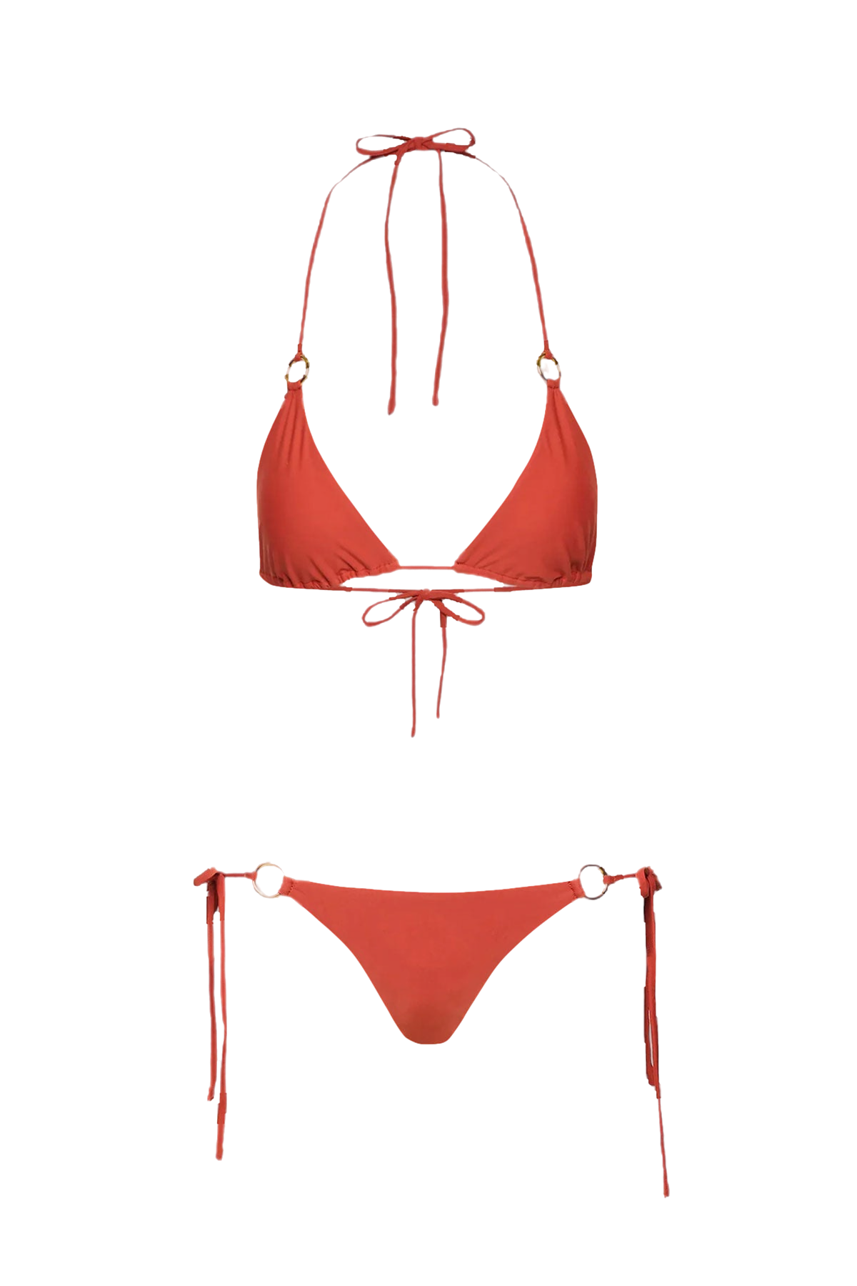 Sara Cristina Classic String Bikini In Terracotta In Red