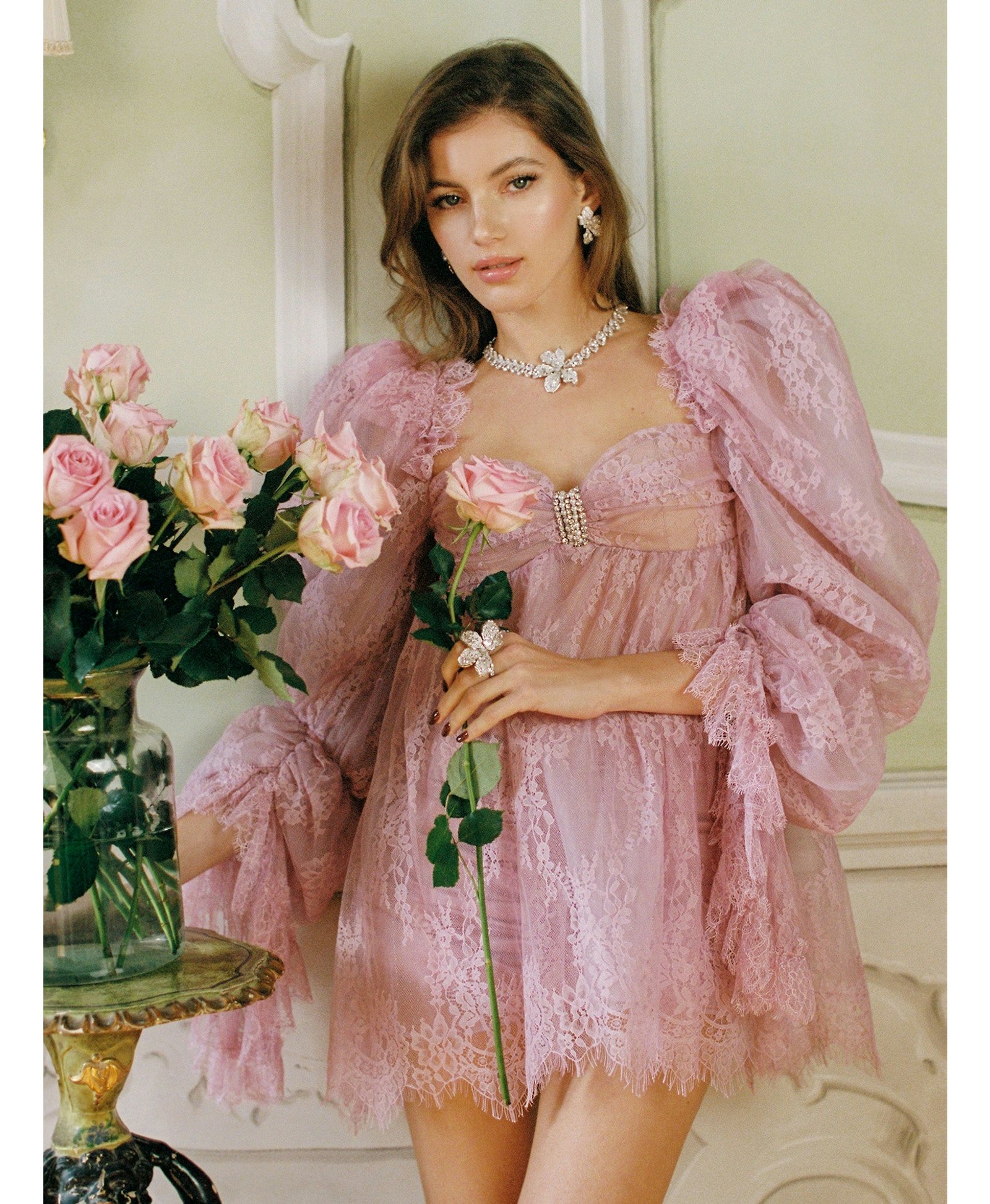 Bianca Lace Dress (Pink/Purple) made by Nana Jacqueline