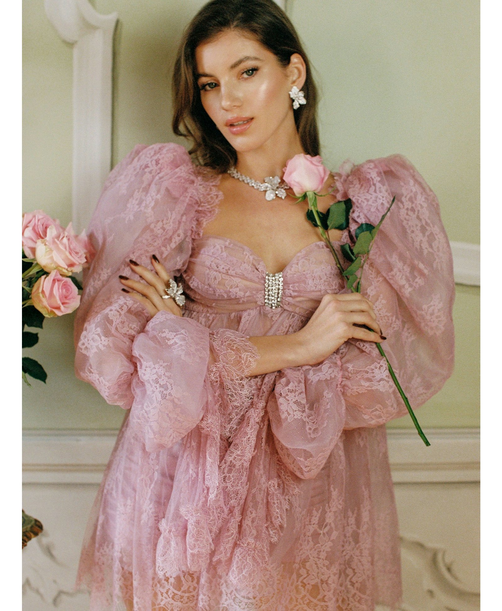 Bianca Lace Dress (Pink/Purple) made by Nana Jacqueline