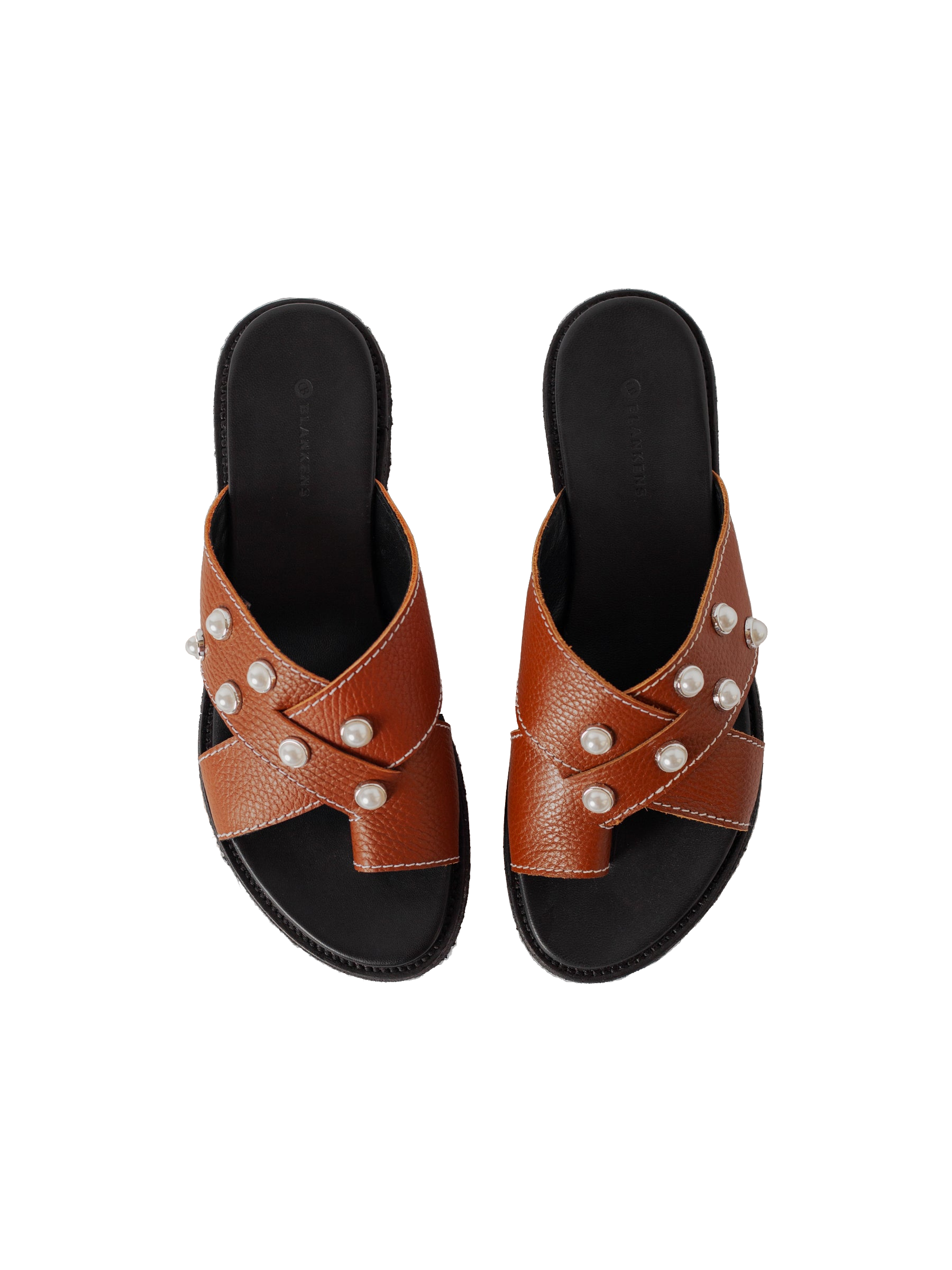 Shop Blankens The Mette Brown Eco Leather With Pearls