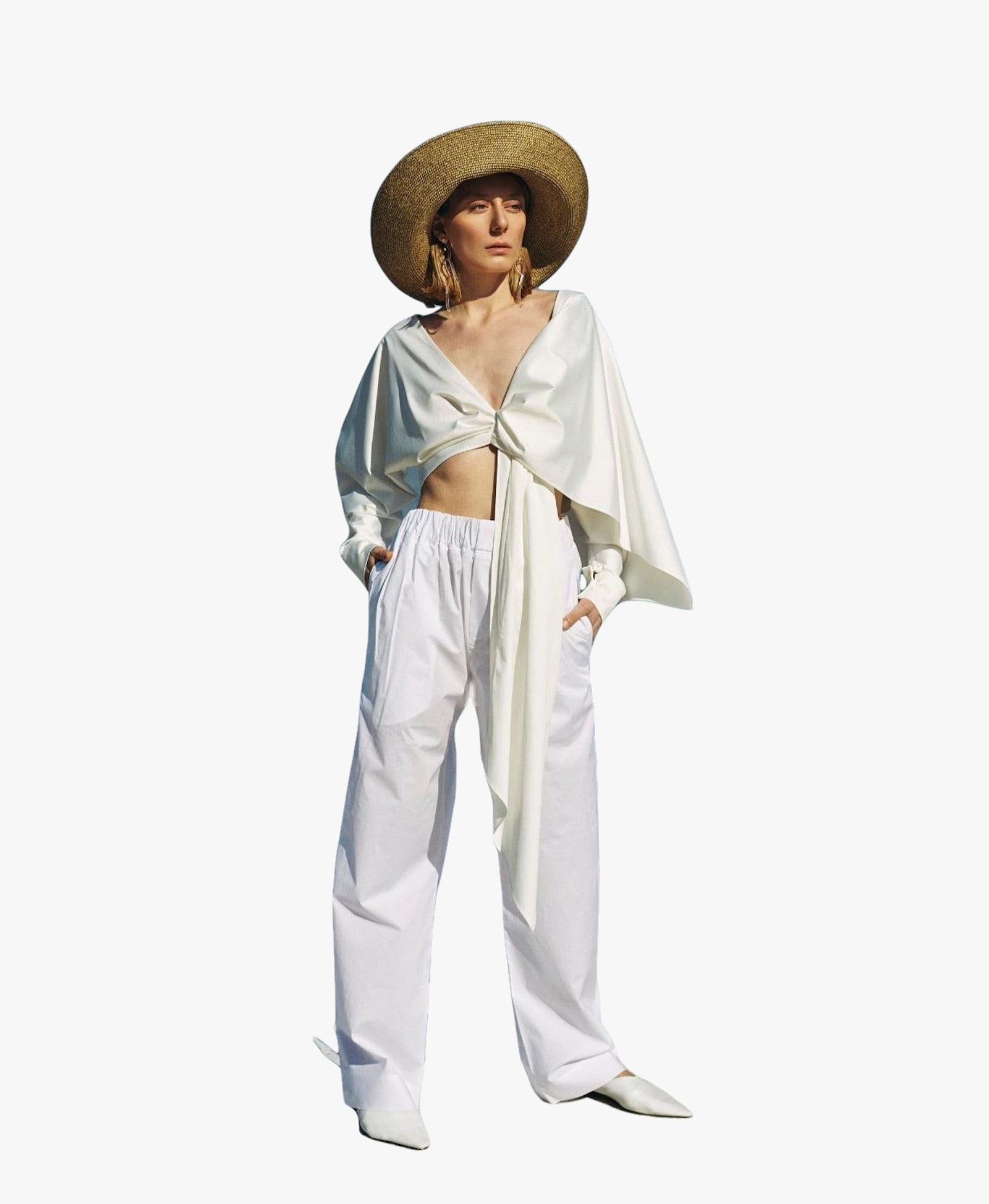 Angy Asymmetric Blouse in White in White made by Nazli Ceren