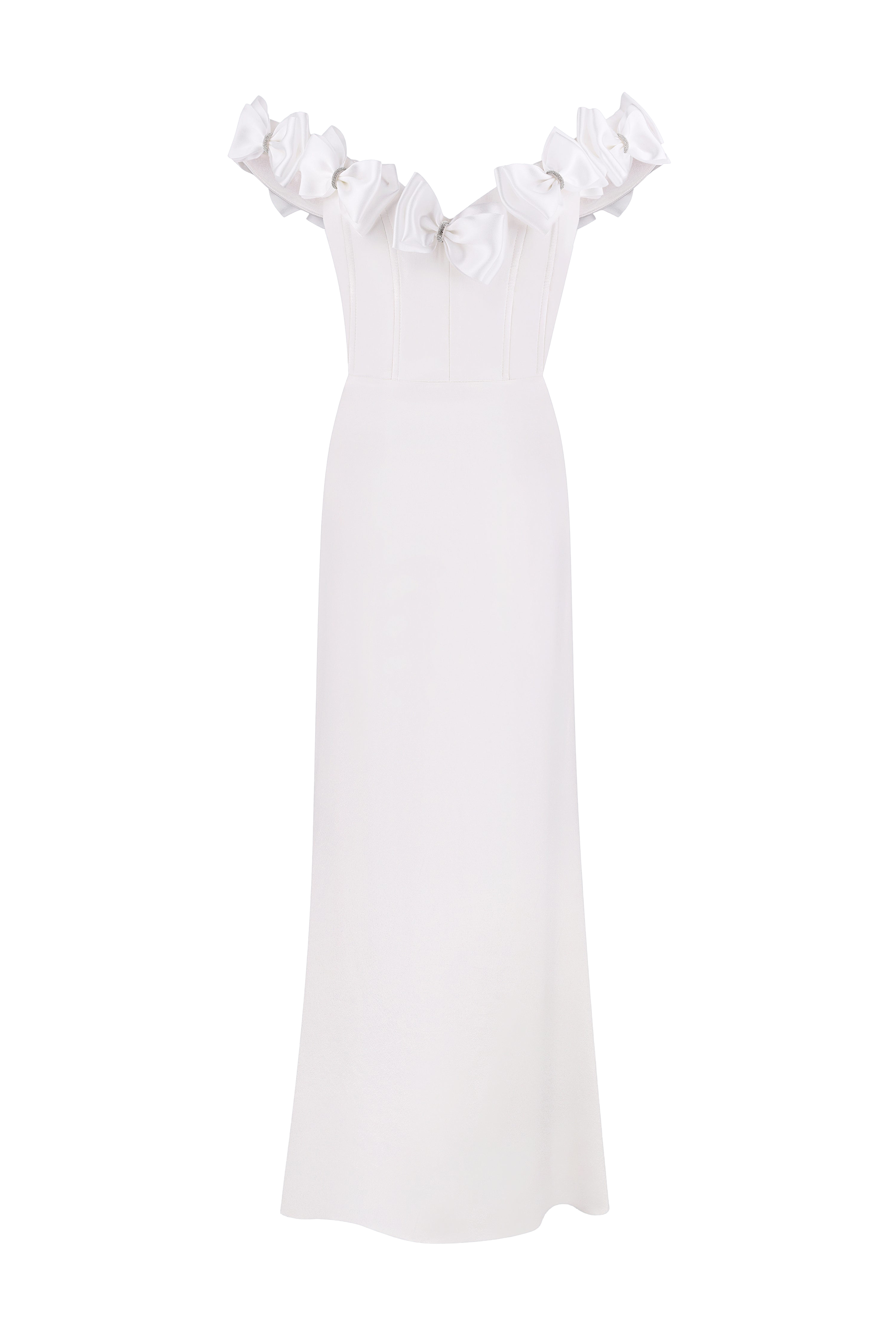 Total White Maxi Dress With Bows In White