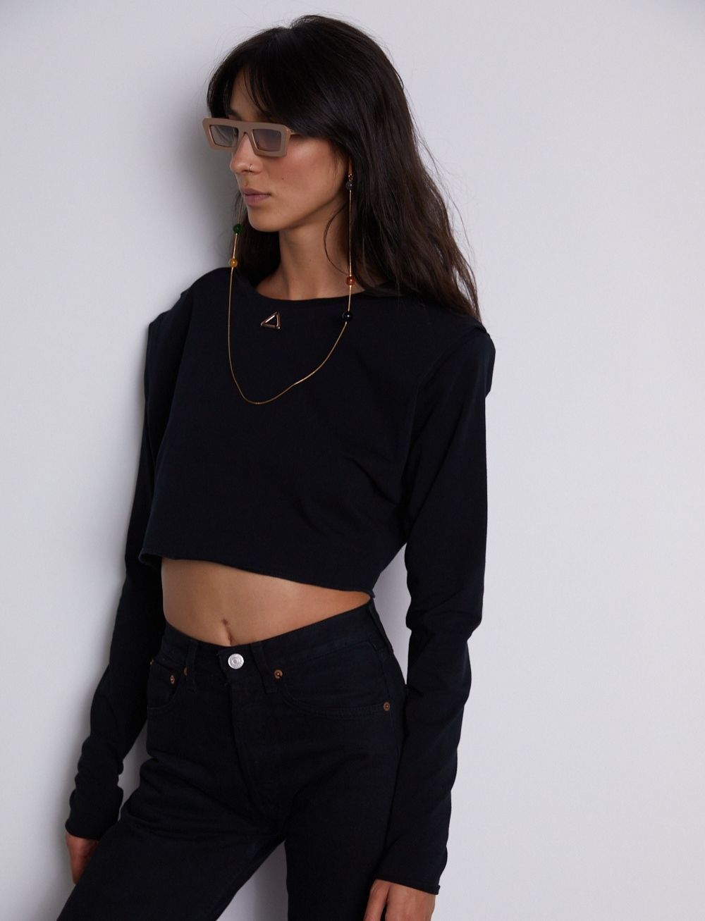 Black designer crop top