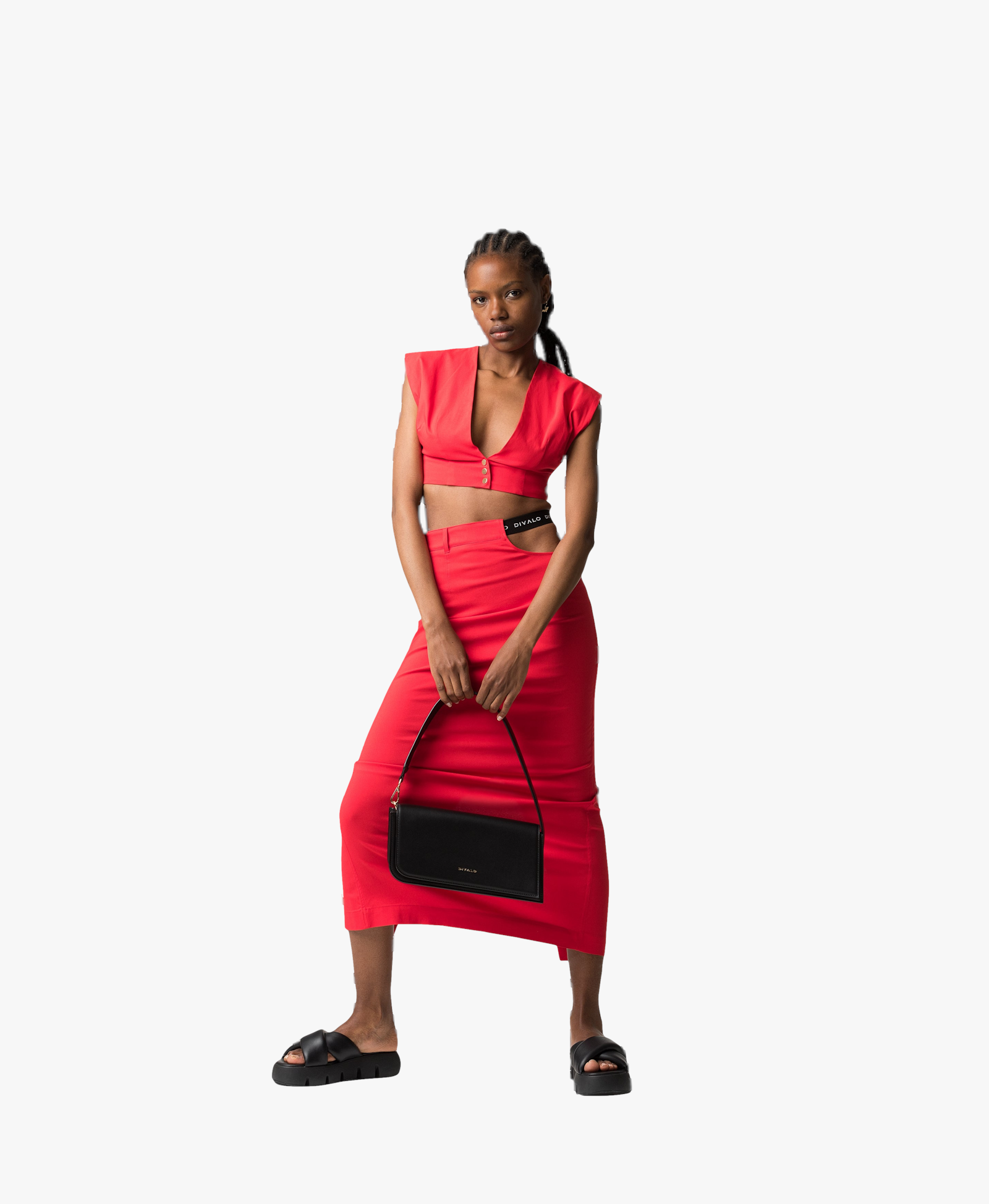 Rubi crop-top in Red made by DIVALO