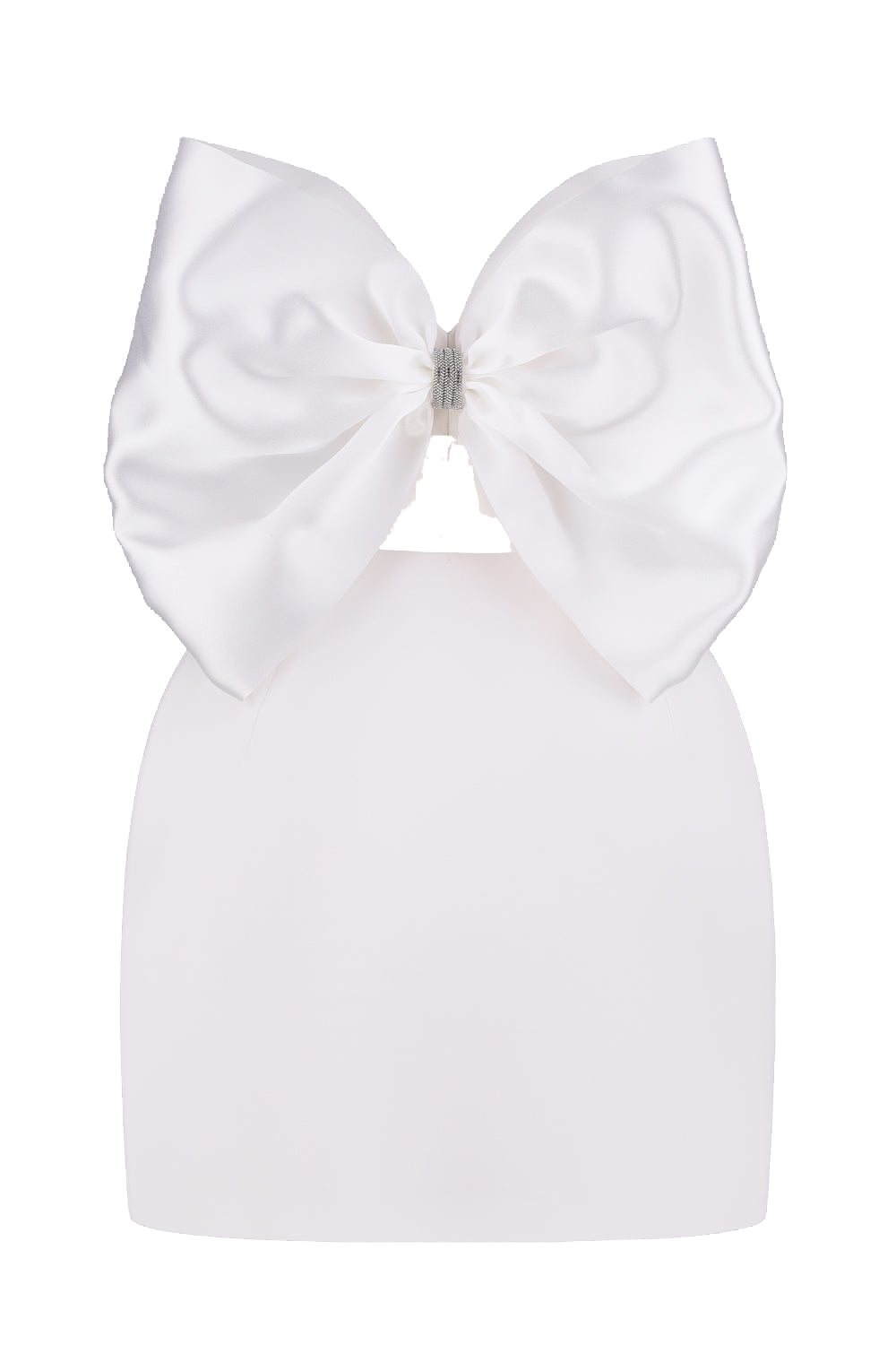 Total White Mini Dress With A Bow In White