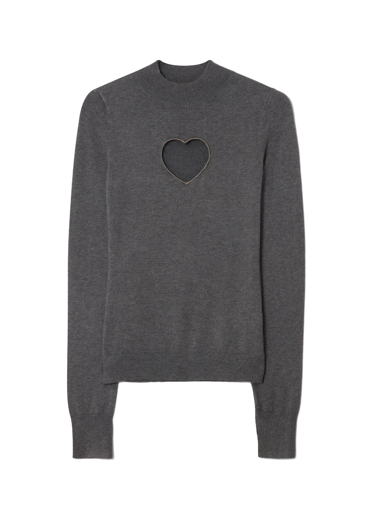 Cloeys Heart Sweater Dark Grey In Gray