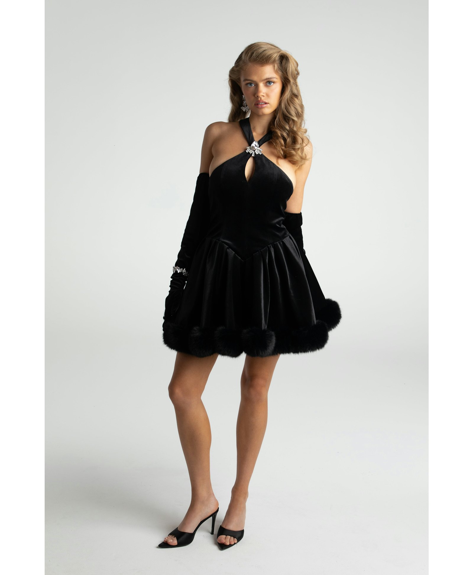 Juliet Velvet Halter Dress (Black) made by Nana Jacqueline