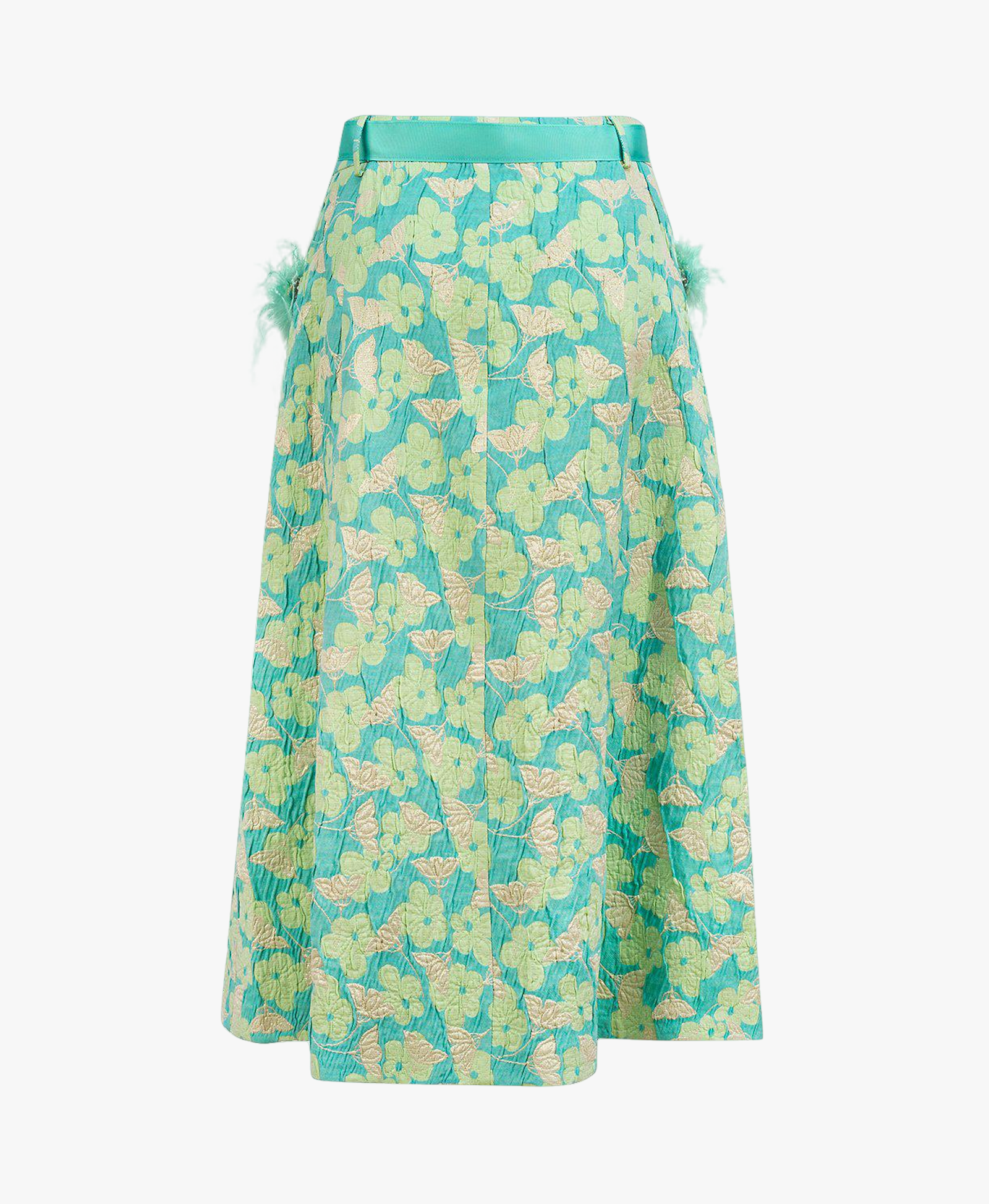 Mint Skirt With Feather Details made by ANDREEVA