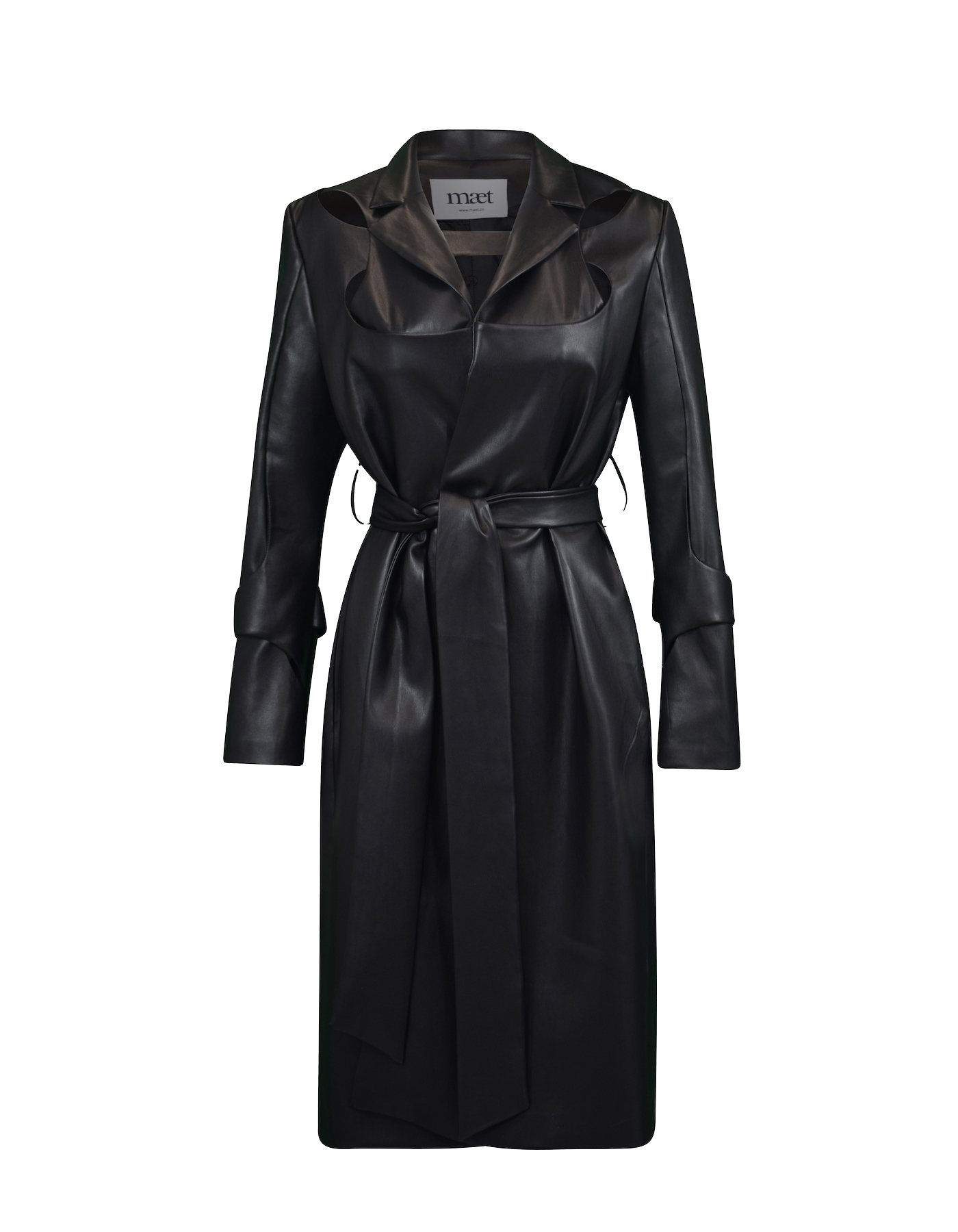Maet Mire Black Vegan Leather Coat